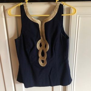 Lilly Pulitzer blue and gold top